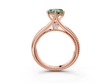 Rose gold Fancy Green Heart  Solitaire Beaded Band Six-Prong Setting_3