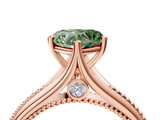 Rose gold Fancy Green Heart  Solitaire Beaded Band Six-Prong Setting_4