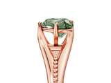 Rose gold Fancy Green Heart  Solitaire Beaded Band Six-Prong Setting_5