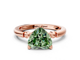Rose gold Fancy Green Heart  Solitaire Beaded Band with Four-Prong Setting