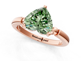 Rose gold Fancy Green Heart  Solitaire Beaded Band with Four-Prong Setting_1