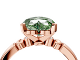 Rose gold Fancy Green Heart  Solitaire Beaded Band with Four-Prong Setting_4