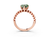 Rose gold Fancy Green Heart  Solitaire Bezel Accent Diamond Engagement Ring with Beaded Band and Four-Prong Setting_3