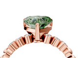 Rose gold Fancy Green Heart  Solitaire Bezel Accent Diamond Engagement Ring with Beaded Band and Four-Prong Setting_4