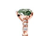 Rose gold Fancy Green Heart  Solitaire Bezel Accent Diamond Engagement Ring with Beaded Band and Four-Prong Setting_5