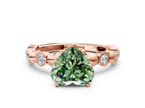 Rose gold Fancy Green Heart  Solitaire Bezel-Set Diamond Ring with Beaded Band and Four-Prong Setting_29