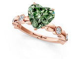 Rose gold Fancy Green Heart  Solitaire Bezel-Set Diamond Ring with Beaded Band and Four-Prong Setting_30