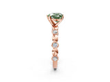 Rose gold Fancy Green Heart  Solitaire Bezel-Set Diamond Ring with Beaded Band and Four-Prong Setting_31