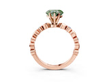 Rose gold Fancy Green Heart  Solitaire Bezel-Set Diamond Ring with Beaded Band and Four-Prong Setting_32