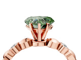 Rose gold Fancy Green Heart  Solitaire Bezel-Set Diamond Ring with Beaded Band and Four-Prong Setting_33