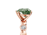 Rose gold Fancy Green Heart  Solitaire Bezel-Set Diamond Ring with Beaded Band and Four-Prong Setting_34