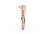 Rose gold Fancy Green Heart  Solitaire Bezel-Set Diamond Ring with Channel-Set Band_2