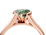 Rose gold Fancy Green Heart  Solitaire Bezel-Set Diamond Ring with Channel-Set Band_4