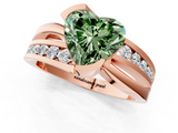 Rose gold Fancy Green Heart  Solitaire Channel-Set Split Shank Ring with Tension Prong Setting_4