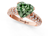Rose gold Fancy Green Heart  Solitaire Chevron Pave Diamond Engagement Ring with Six-Prong Setting_1