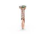 Rose gold Fancy Green Heart  Solitaire Chevron Pave Diamond Engagement Ring with Six-Prong Setting_2