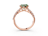 Rose gold Fancy Green Heart  Solitaire Chevron Pave Diamond Engagement Ring with Six-Prong Setting_3