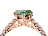 Rose gold Fancy Green Heart  Solitaire Chevron Pave Diamond Engagement Ring with Six-Prong Setting_4