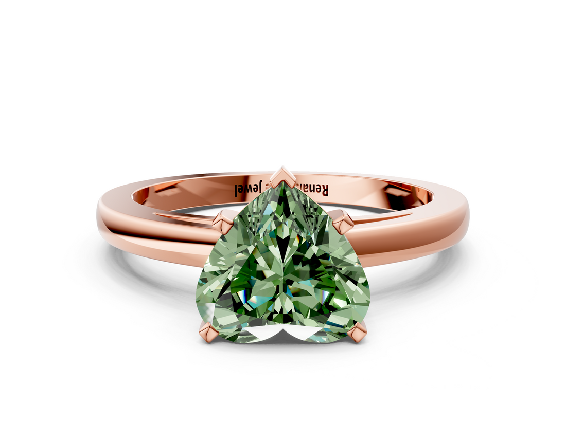 Rose gold Fancy Green Heart  Solitaire Diamond Engagement Ring with Four-Prong Setting on a Classic Band_3