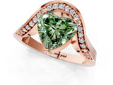 Rose gold Fancy Green Heart  Solitaire Diamond Engagement Ring with Pave Band and Four-Prong Setting 2