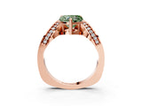 Rose gold Fancy Green Heart  Solitaire Diamond Engagement Ring with Pave Band and Four-Prong Setting 4