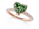 Rose gold Fancy Green Heart  Solitaire Diamond Engagement Ring with Pave Band and Six-Prong Setting_1