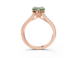 Rose gold Fancy Green Heart  Solitaire Diamond Engagement Ring with Pave Band and Six-Prong Setting_3