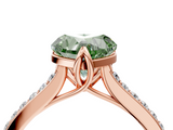 Rose gold Fancy Green Heart  Solitaire Diamond Engagement Ring with Pave Band and Six-Prong Setting_4