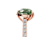 Rose gold Fancy Green Heart  Solitaire Diamond Engagement Ring with Pave Band and Six-Prong Setting_5