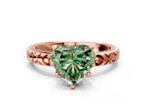 Rose gold Fancy Green Heart  Solitaire Diamond Engagement Ring with XO Engraved Band and Four-Prong Setting 1