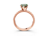 Rose gold Fancy Green Heart  Solitaire Diamond Engagement Ring with XO Engraved Band and Four-Prong Setting 4