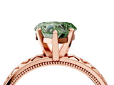 Rose gold Fancy Green Heart  Solitaire Diamond Engagement Ring with XO Engraved Band and Four-Prong Setting 5