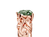 Rose gold Fancy Green Heart  Solitaire Diamond Leaf Vine Band with Prong Setting_5