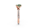 Rose gold Fancy Green Heart  Solitaire Diamond Pavé Band with Four-Prong Setting_2