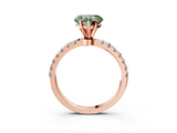 Rose gold Fancy Green Heart  Solitaire Diamond Pavé Band with Four-Prong Setting_3