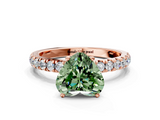 Rose gold Fancy Green Heart  Solitaire Diamond Pavé Band with Four-Prong Setting