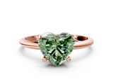 Rose gold Fancy Green Heart  Solitaire Diamond Ring with 4-Prong Setting on a Classic Band_3