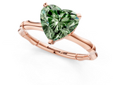 Rose gold Fancy Green Heart  Solitaire Diamond Ring with Bamboo Band and Four-Prong Setting_1