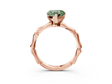 Rose gold Fancy Green Heart  Solitaire Diamond Ring with Bamboo Band and Four-Prong Setting_3