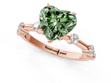 Rose gold Fancy Green Heart  Solitaire Diamond Ring with Bezel Set Side Stones and Prong Setting_1
