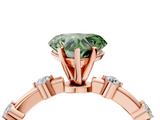 Rose gold Fancy Green Heart  Solitaire Diamond Ring with Bezel Set Side Stones and Prong Setting_4