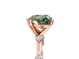 Rose gold Fancy Green Heart  Solitaire Diamond Ring with Bezel Set Side Stones and Prong Setting_5
