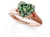 Rose gold Fancy Green Heart  Solitaire Diamond Ring with Cathedral Band and Four-Prong Setting_35