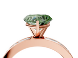 Rose gold Fancy Green Heart  Solitaire Diamond Ring with Channel-Set Baguette Band and Four-Prong Setting_4