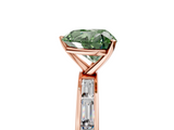 Rose gold Fancy Green Heart  Solitaire Diamond Ring with Channel-Set Baguette Band and Four-Prong Setting_5