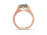 Rose gold Fancy Green Heart  Solitaire Diamond Ring with Channel Set Band and Bezel Prong Setting_22
