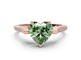 Rose gold Fancy Green Heart  Solitaire Diamond Ring with Channel Set Band and Bezel Prong Setting_55