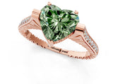 Rose gold Fancy Green Heart  Solitaire Diamond Ring with Channel Set Band and Bezel Prong Setting_56