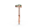 Rose gold Fancy Green Heart  Solitaire Diamond Ring with Channel Set Band and Bezel Prong Setting_57