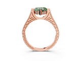 Rose gold Fancy Green Heart  Solitaire Diamond Ring with Channel Set Band and Bezel Prong Setting_58